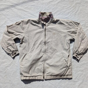 Vintage Northern  Reflections Reversible Beige and Plaid Zip Up Jacket Small Men